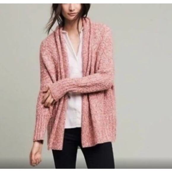 Anthropologie Sweaters - Anthropologie Angel Of The North Womens Open Front Cardigan Sweater M Pink Knit